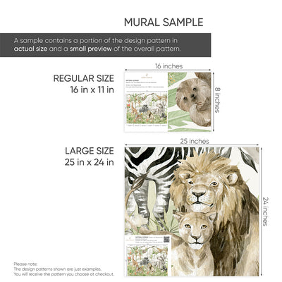 Watercolor Safari Animal Wall Mural CCM069