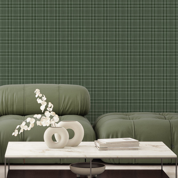 Green Plaid Wallpaper S138