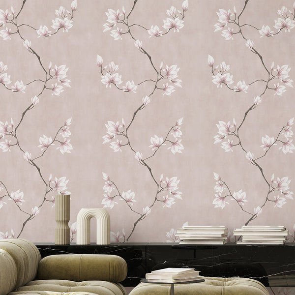 Blush Pink Magnolia Wallpaper W190