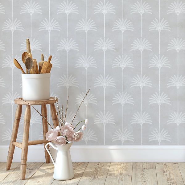 Light Gray Palm Tree Wallpaper L009