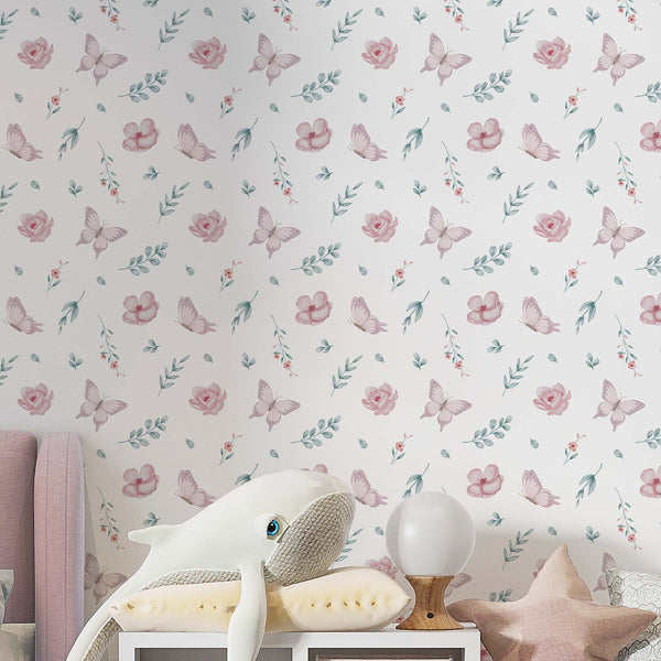 Tiny Floral Butterfly Wallpaper A051