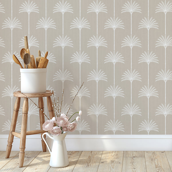 Beige Palm Tree Wallpaper L005