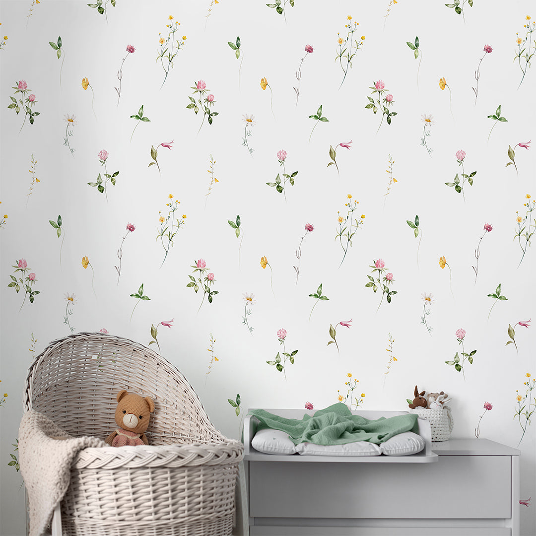 Colored Petite Wildflowers Wallpaper S068