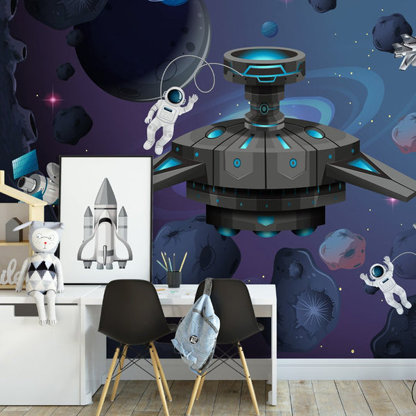 Star Ship & Dark Space Wall Mural WM062 - CostaCover - Peel and stick Removable Wallpaper - abstract wall art - abstract wallpaper - accent wallpaper