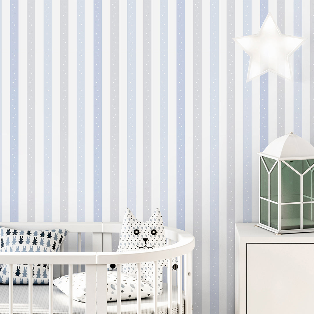 Blue Stripe Polka Dot Wallpaper A087