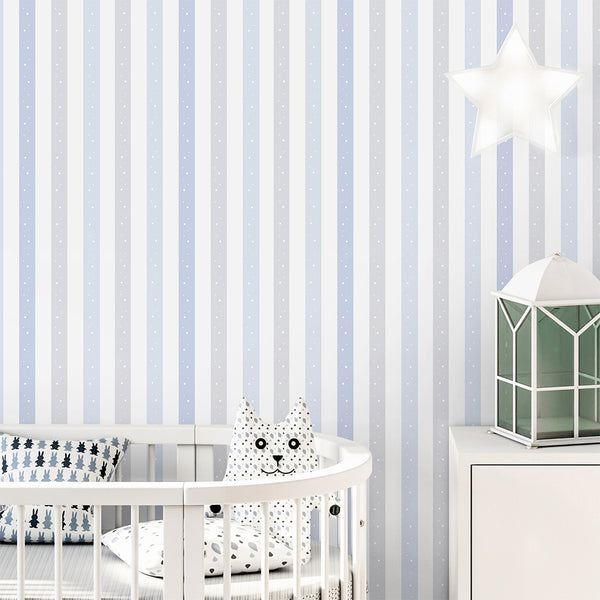 Blue Stripe Polka Dot Wallpaper A087