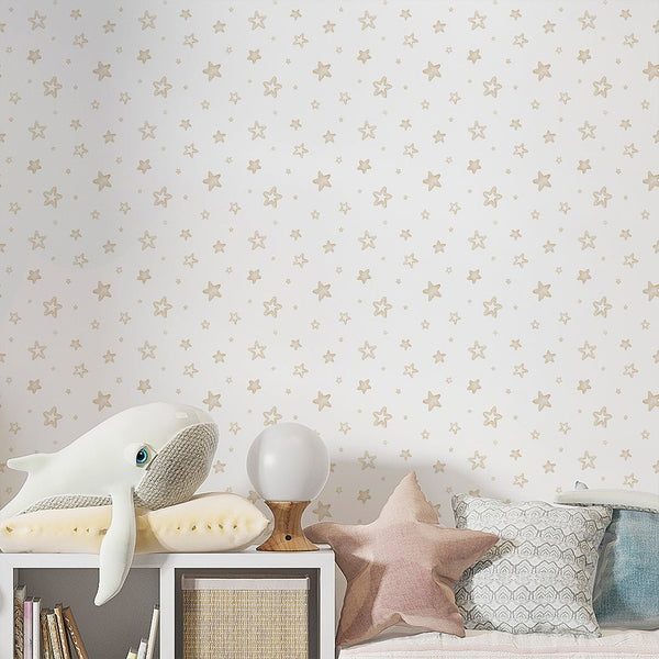 Beige Tiny Stars Wallpaper A045 - CostaCover-Peel and stick Removable Wallpaper-accent wallpaper-adhesive wallpaper-baby bedroom