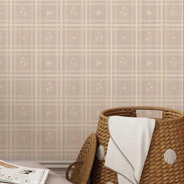 Taupe Beige Floral Wallpaper L152