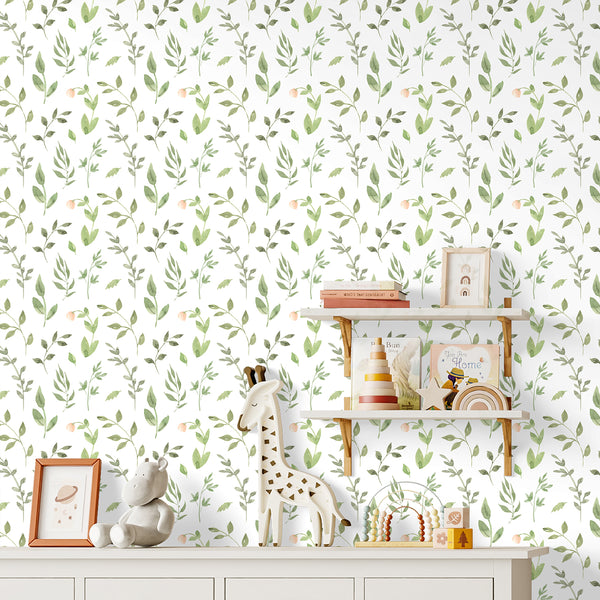 Green Botanical Nursery Wallpaper L136