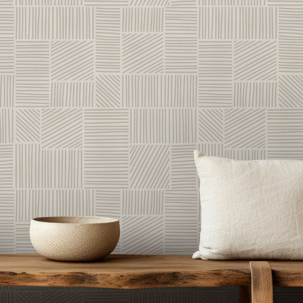 Beige Textured Stripes Wallpaper A010