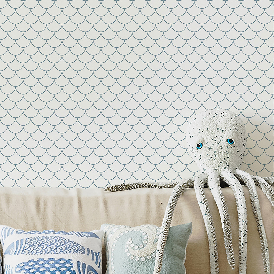 Blue Fish Scales Wallpaper S095