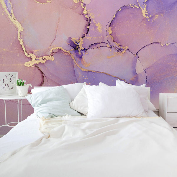 Lilac Purple Watercolor Ink Wall Mural CCM128 - CostaCover - Peel and stick Removable Wallpaper - abstract wallpaper - accent wallpaper - alcohol ink print