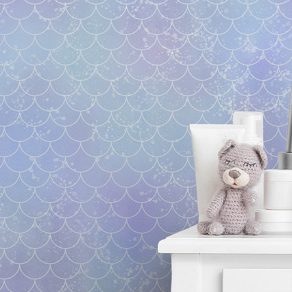 Watercolor Mermaid Scales Wallpaper S094 - CostaCover - Peel and stick Removable Wallpaper - Abstract - abstract lines - abstract mural