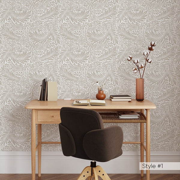 Beige & Green Larkspur by Morris Wallpaper W127 - CostaCover - Peel and stick Removable Wallpaper - Abstract - abstract floral - abstract lines