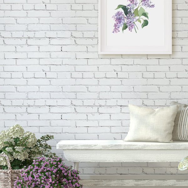 Industrial White Brick Wallpaper CC287 - CostaCover - Peel and stick Removable Wallpaper - accent wallpaper - adhesive wallpaper - bathroom wallpaper