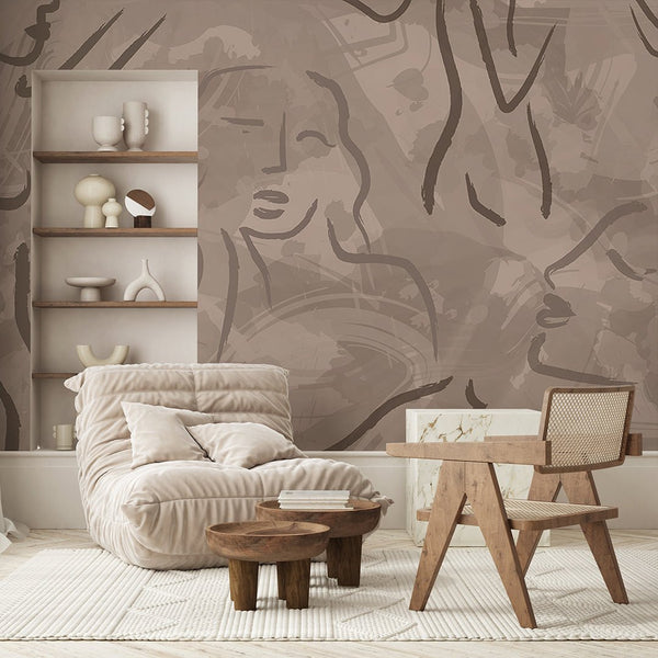 Brown Body Line Wall Mural AM016 - CostaCover - Peel and stick Removable Wallpaper - about walls - Abstract - abstract arches