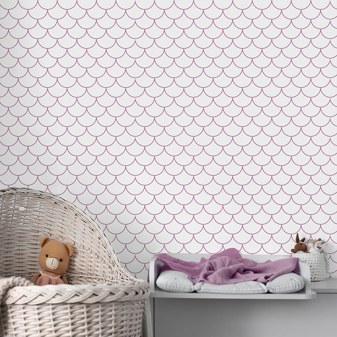Lilac Pink Fish Scales Wallpaper S096