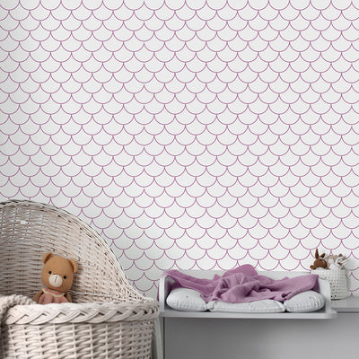 Lilac Pink Fish Scales Wallpaper S096