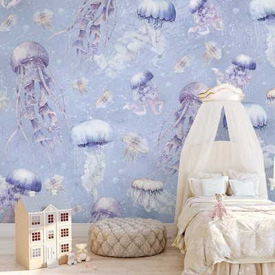 Blue Purple Jellyfish Wall Mural SM062