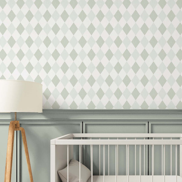 Two Color Green Rhombus Wallpaper S022 - CostaCover - Peel and stick Removable Wallpaper - accent wallpaper - adhesive wallpaper - baby bedroom