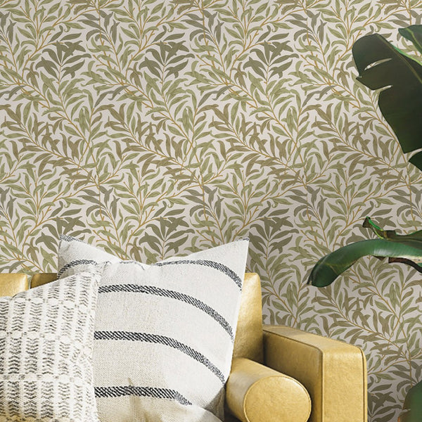 Green Willow Bough by Morris Wallpaper W090 - CostaCover - Peel and stick Removable Wallpaper - abstract wall art - abstract wallpaper - accent wallpaper