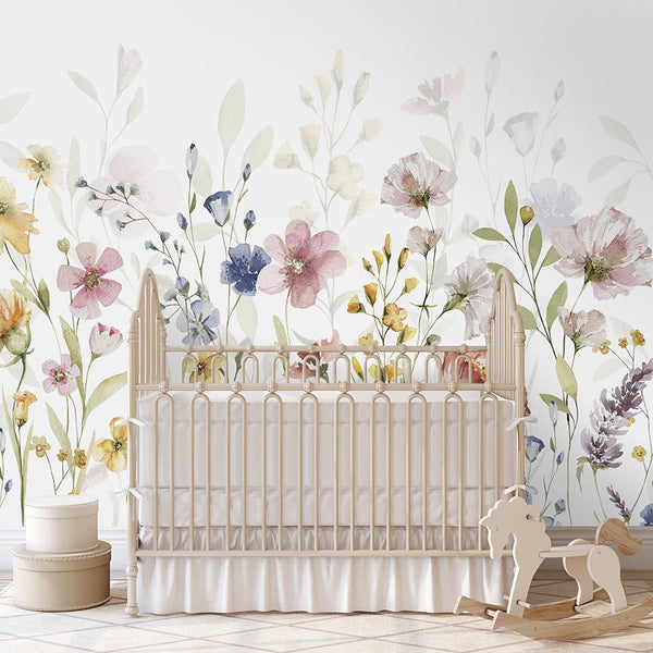 Colorful Wildflower Wall Mural WM053 - CostaCover - Peel and stick Removable Wallpaper - abstract floral - accent wallpaper - adhesive wallpaper