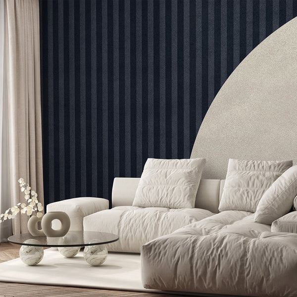 Dark Blue Stripes & Beige Wall Mural AM048 - CostaCover - Peel and stick Removable Wallpaper - Abstract - Abstract Beige Gold Stripes Waves Removable Wallpaper near me - abstract lines