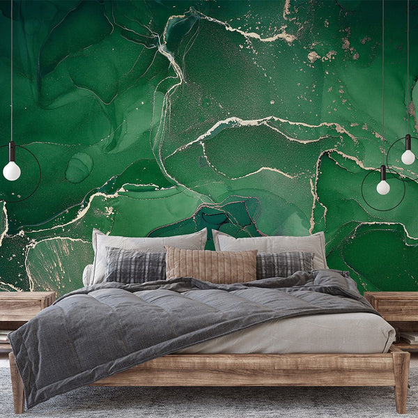 Green Watercolor Ink Wall Mural CCM026 - CostaCover - Peel and stick Removable Wallpaper - accent wallpaper - adhesive wallpaper - bedroom interior