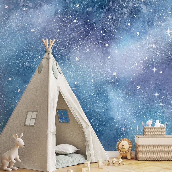 Blue Galaxy Nursery Wall Mural SM095 - CostaCover-Peel and stick Removable Wallpaper-Abstract-abstract wall art-abstract wallpaper