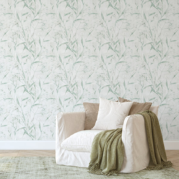 Sage Green Botanical Wallpaper CC361