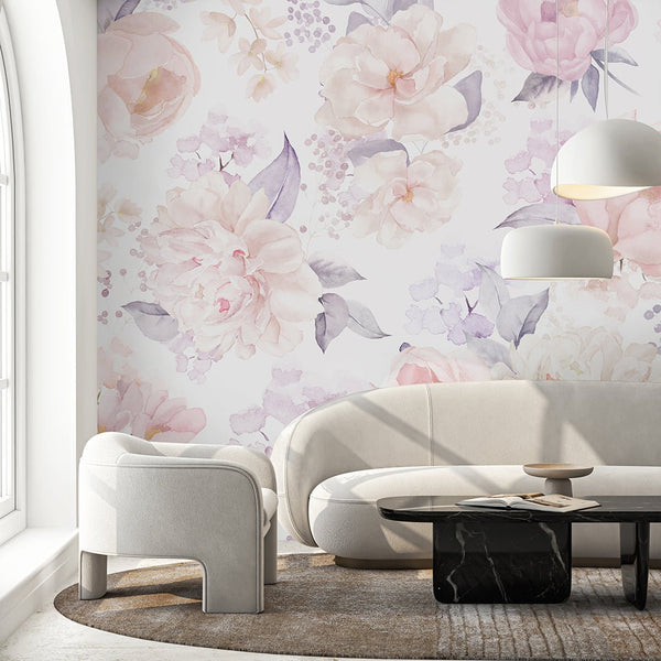 Pastel Flowers Bouquet Wall Mural SM025 - CostaCover - Peel and stick Removable Wallpaper - accent wallpaper - adhesive wallpaper - baby bedroom