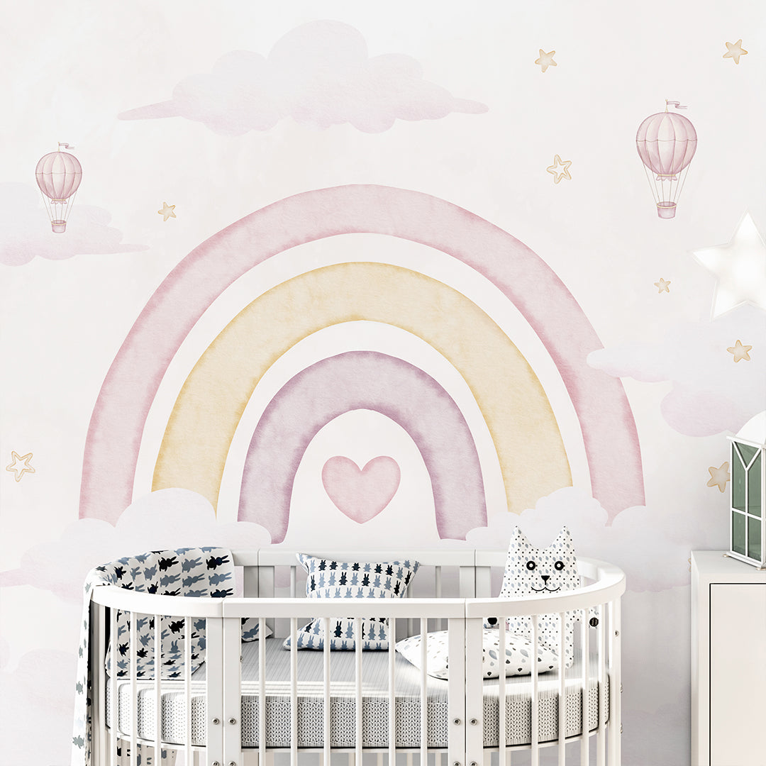 Pastel Pink Rainbow Wall Mural AM143