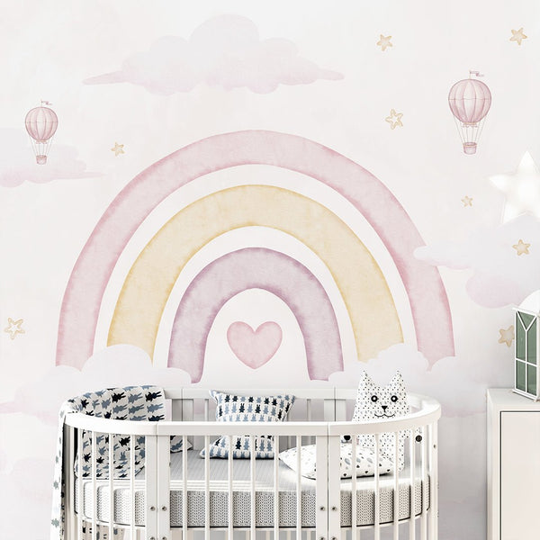 Pastel Pink Rainbow Wall Mural AM143 - CostaCover-Peel and stick Removable Wallpaper-accent wallpaper-adhesive wallpaper-baby bedroom