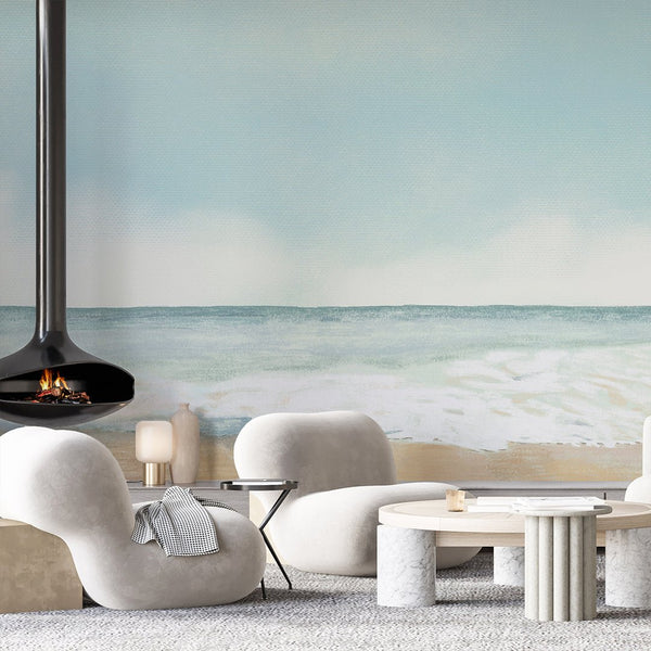 Pastel Painting Seascape Wall Mural AM160 - CostaCover-Peel and stick Removable Wallpaper-accent wallpaper-adhesive wallpaper-bathroom wallpaper