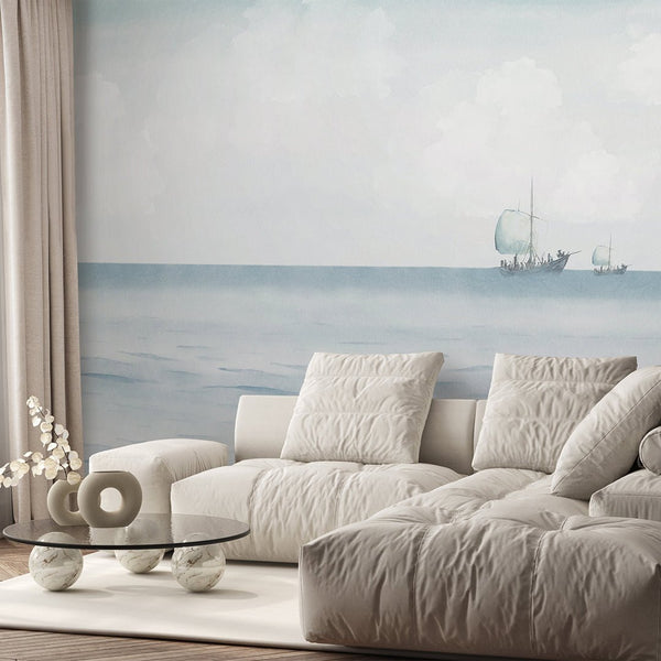 Blue Ocean View Wall Mural AM165 - CostaCover-Peel and stick Removable Wallpaper-accent wallpaper-adhesive wallpaper-bathroom wallpaper