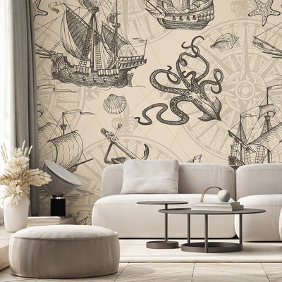 Vintage Nautical Sketch Wall Mural AM168