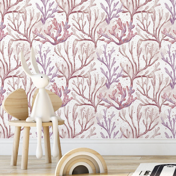 Purple Pink Corals Wallpaper S088 - CostaCover - Peel and stick Removable Wallpaper - Abstract - abstract wall art - accent wallpaper