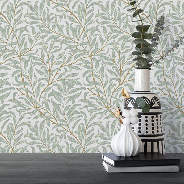 Green Willow Bough by Morris Wallpaper W091 - CostaCover - Peel and stick Removable Wallpaper - abstract floral - abstract wall art - abstract wallpaper
