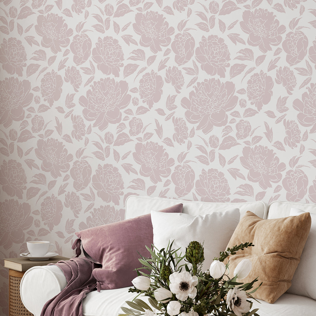 Pastel Pink Peony Flowers Wallpaper CC300