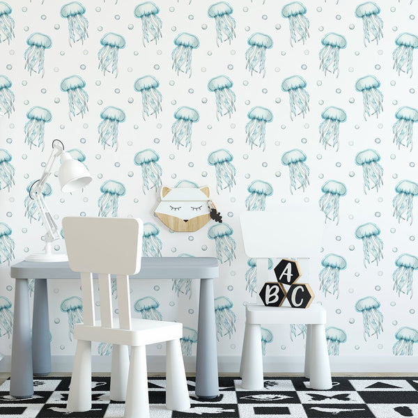 Blue Sea World Wallpaper W070 - CostaCover - Peel and stick Removable Wallpaper - abstract wallpaper - accent wallpaper - adhesive wallpaper