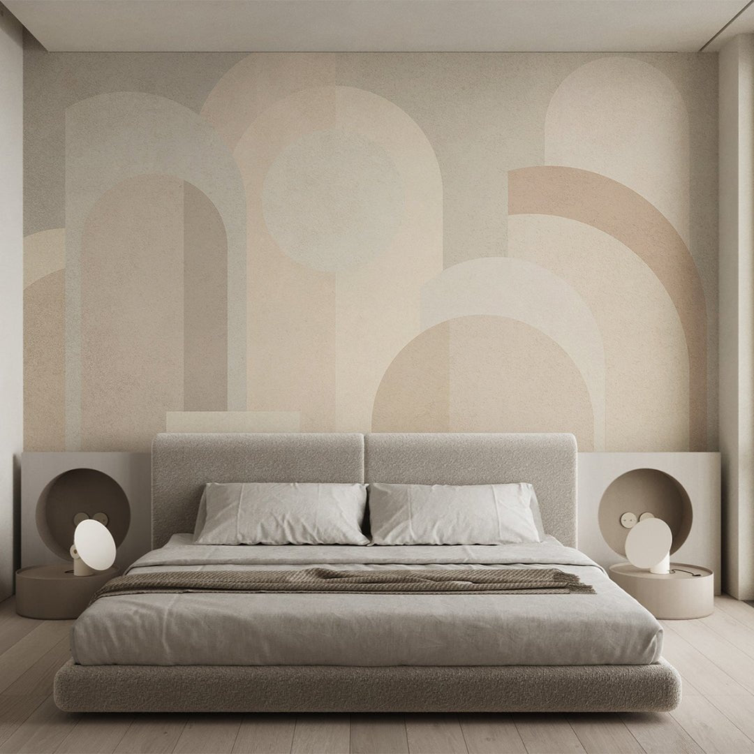 Beige Geometric Shapes Wall Mural