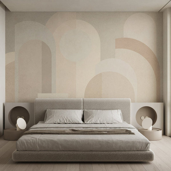 Beige Geometric Shapes Wall Mural AM003 - CostaCover - Peel and stick Removable Wallpaper - about walls - Abstract - abstract arches
