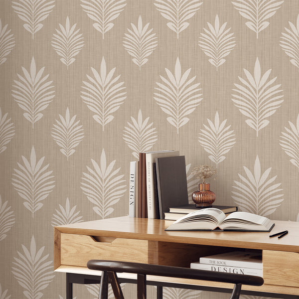 Beige Leaf Wallpaper L028