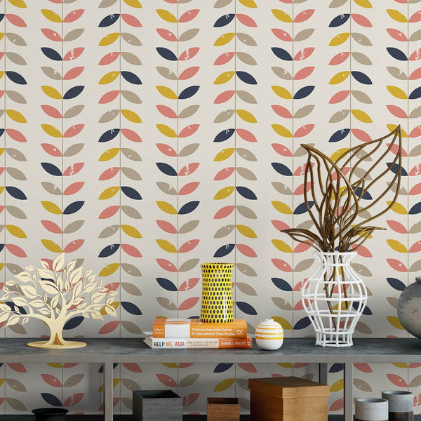 Retro Twigs & Leaves Wallpaper CC166 - CostaCover - Peel and stick Removable Wallpaper - Abstract - abstract wallpaper - adhesive wallpaper