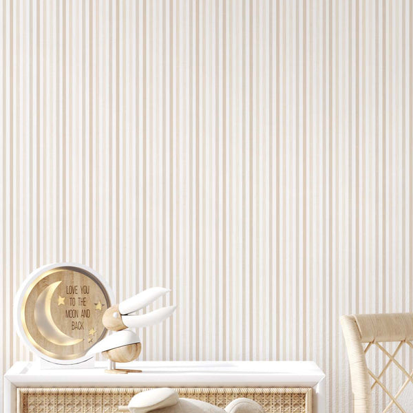 Pastel Beige Stripes Wallpaper S003