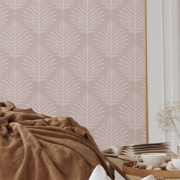 Dusty Pink Palm Leaves Wallpaper  L055