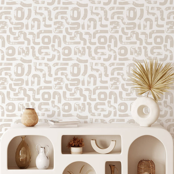 Boho Beige Lines Wallpaper CC289 - CostaCover - Peel and stick Removable Wallpaper - abstract lines - abstract wallpaper - accent wallpaper