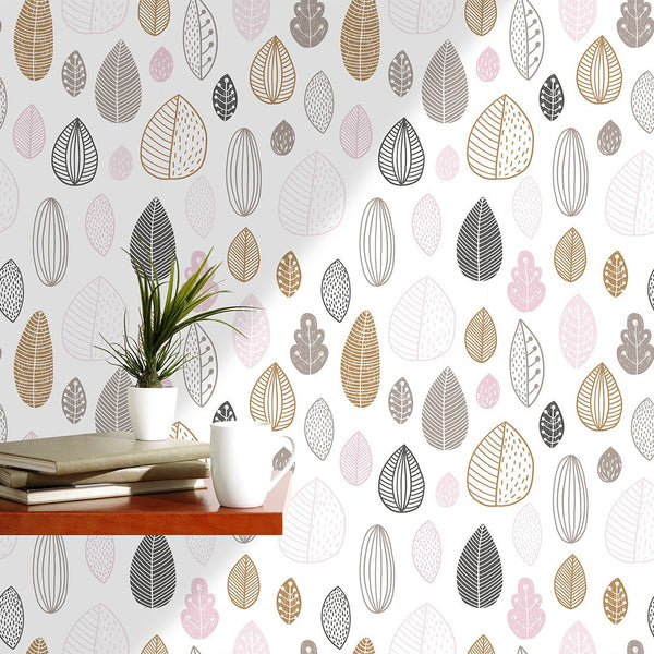 Minimalistic Leaves Wallpaper CC150 - CostaCover - Peel and stick Removable Wallpaper - adhesive wallpaper - baby bedroom - baby wall decor