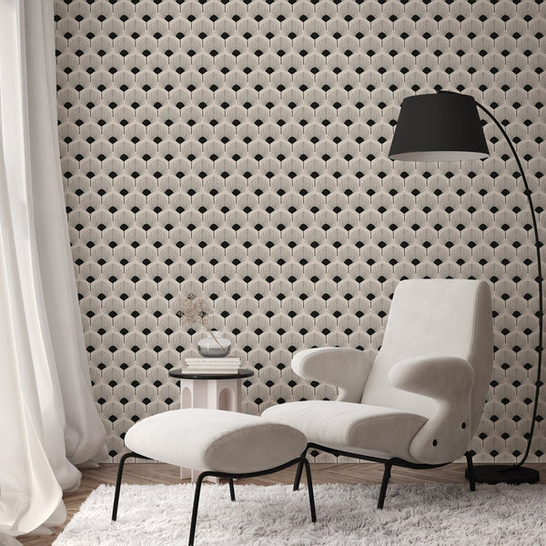 Art Deco Scallops Wallpaper W076 - CostaCover - Peel and stick Removable Wallpaper - Abstract - abstract lines - abstract wall art