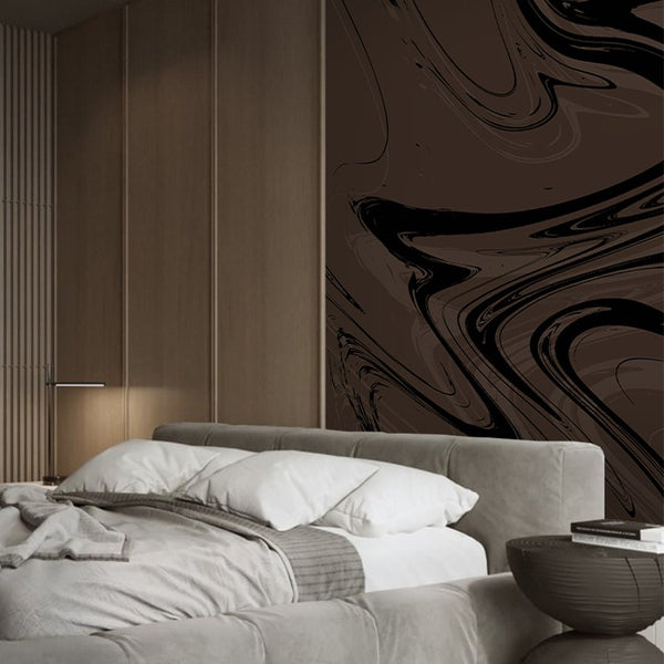 Dark Brown Marble Wall Mural AM053 - CostaCover - Peel and stick Removable Wallpaper - about walls - Abstract - Abstract Labyrinth Lines
